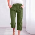 thumbnail image 2 of Pantalon Ample en Lin Uni pour Femmes, 7/8, avec Poches, 2 of 4