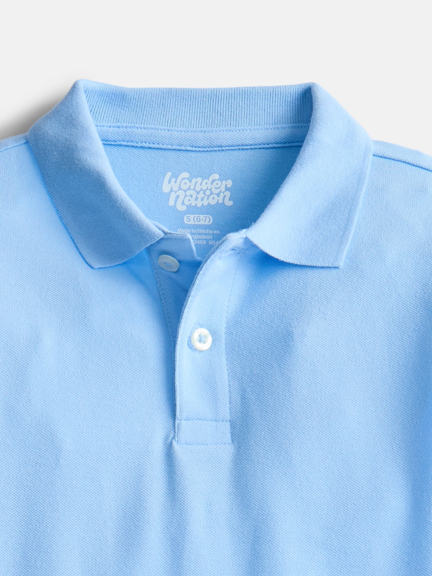 Wonder Nation Boys School Uniform Short Sleeve Pique Polo Shirt, 2-Pack, Size 4-18 & Husky