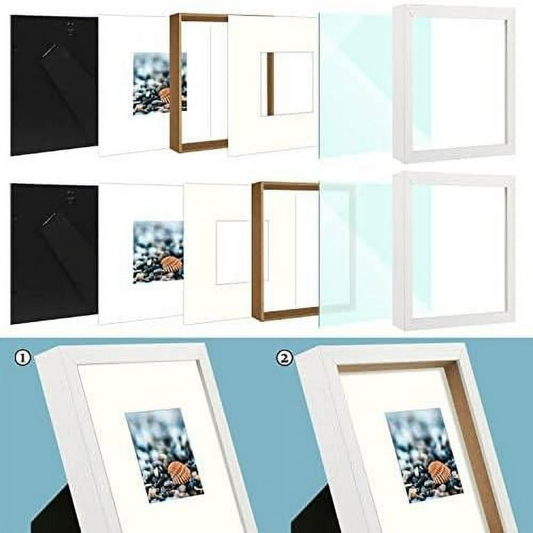 Square Wood Picture Frame 6x6 8x8 10x10 11x11 Family Photo Collage White  Mat