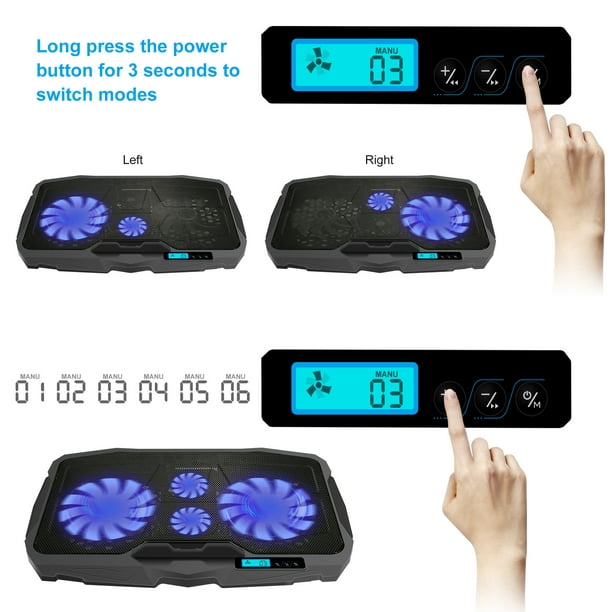 IMAGE Laptop Stand Cooling Pad Cooler Holder with 4 Quiet Fan,Dual USB Port, 5 Speed Adjustable Compatible up PS4/Router, Blue LED - Walmart.com