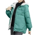 thumbnail image 2 of Zedker Women Puffer Jacket Full Length Collar Detachable Hood Warm Winter Coat, Plus Size Mint Green XXL, 2 of 7