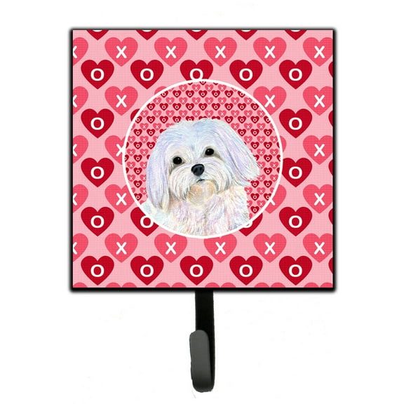 Carolines Treasures SS4482SH4 Maltese Hearts Love and Valentines Day Portrait Leash or Key Holder Single Hook multicolor
