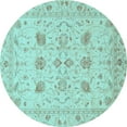 thumbnail image 1 of Ahgly Company Indoor Round Oriental Light Blue Traditional Area Rugs, 8' Round, 1 of 4