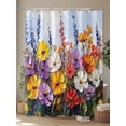 thumbnail image 4 of Fsddascl Vintage Wildflowers Shower Curtain Set - Small 36" x 72" Washable Bathtub Curtain with 12 Hooks, Rustic Oil Painted Abstract Botanical Waterproof Fabric Stall Shower Curtains for Bathroom, 4 of 6