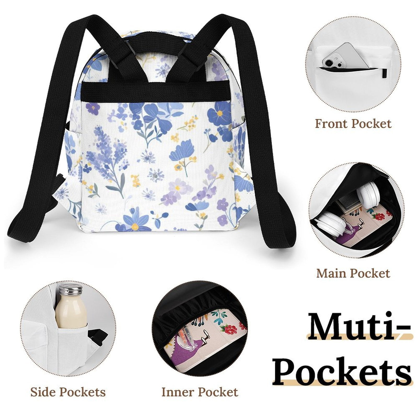 8.1×10in Casual Women'S Backpack With Anti-Contraction And Stretch For Sports Activities Travel Picnics Milk Cow Print Style Lavender_4