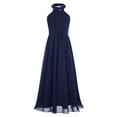 thumbnail image 3 of Alvivi Kids Halter Neck Flower Girl Dresses Junior Bridesmaid Wedding Party Chiffon Maxi Long Gown Navy Blue 14, 3 of 7