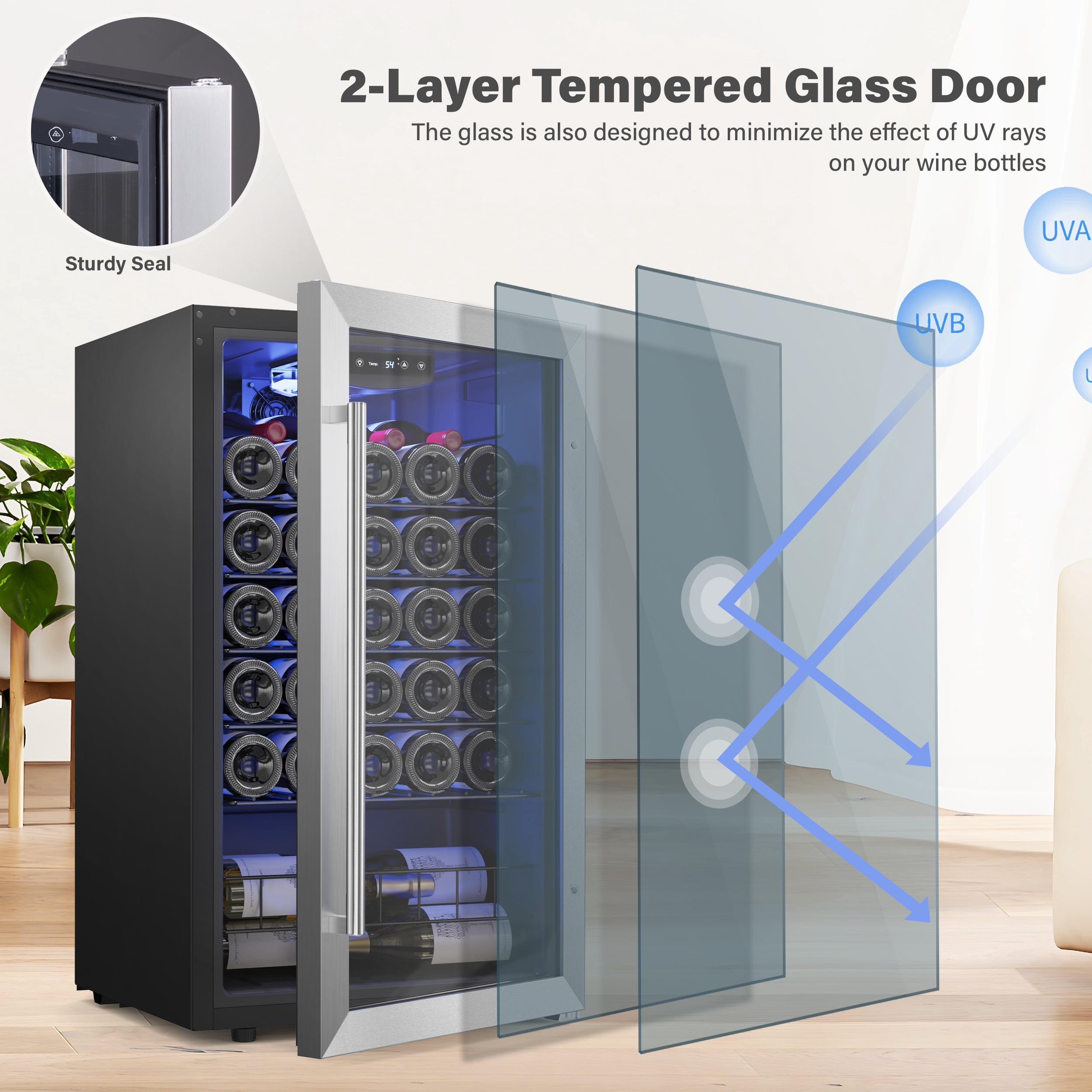 Yeego Wine Refrigerator Cooler, 64 Bottle Small Wine Fridge, Mini Freestanding Wine Cellars for Home, Office