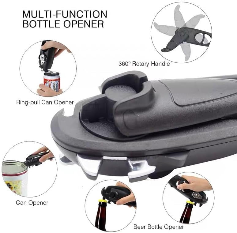 FRKSMD-8in1 multifunctional magnetic can opener manual in kitchen gadgets. Black beer bottle opener in camping essentials