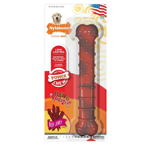 Nylabone Power Chew Textured Bone Dog Chew Toy Beef Jerky Large (1 Count)
