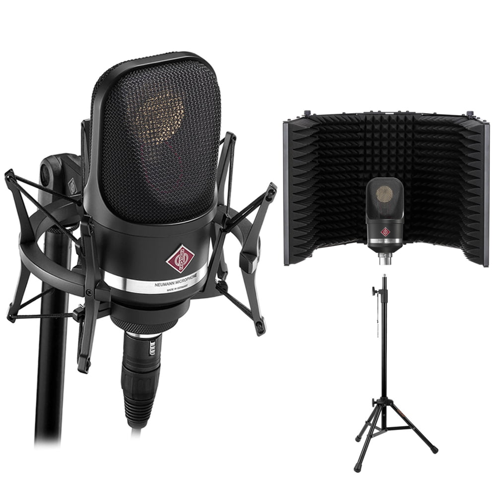 blootstelling Sitcom kleding Neumann TLM 107 Studio Set Instrument Condenser Microphone (Black) Bundle  with Auray RF-5P-B Reflection Filter and Reflection Filter Tripod Mic Stand  - Walmart.com