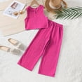 thumbnail image 7 of Nwiuh Girls Clothing Set Casual Clothes Sleeveless Back Tank Crop Top and Wide Leg Pants with Pocket Outfits Hot Pink for Size 11-12 Years, 7 of 7