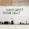 thumbnail image 7 of 4 Pcs Green Clover Wooden Wall Sign, Family Food Bless Love Wooden Wall Decor Inspirational Wall Art Plant Print Wood Wall Art for Living Room Bathroom, 3.94×11.81 Inch, 7 of 7