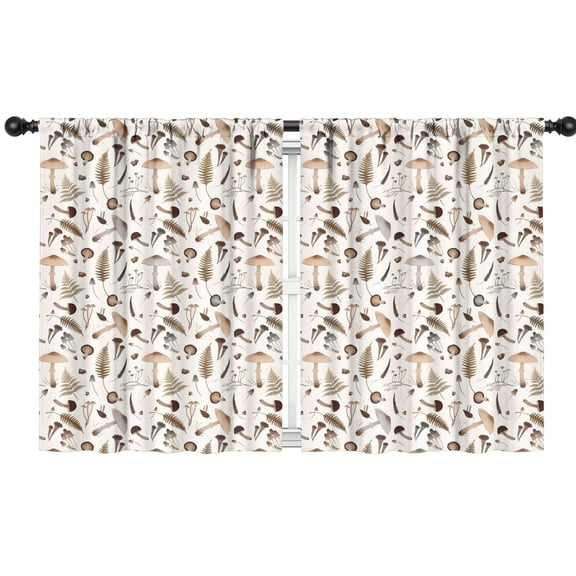 Blackout Kids Curtains,Brown Mushroom Fern Light Pattern Childrens Insulated Curtains Set Of 2,Bedroom Essentials,Toddler Room Decor 42"x54"
