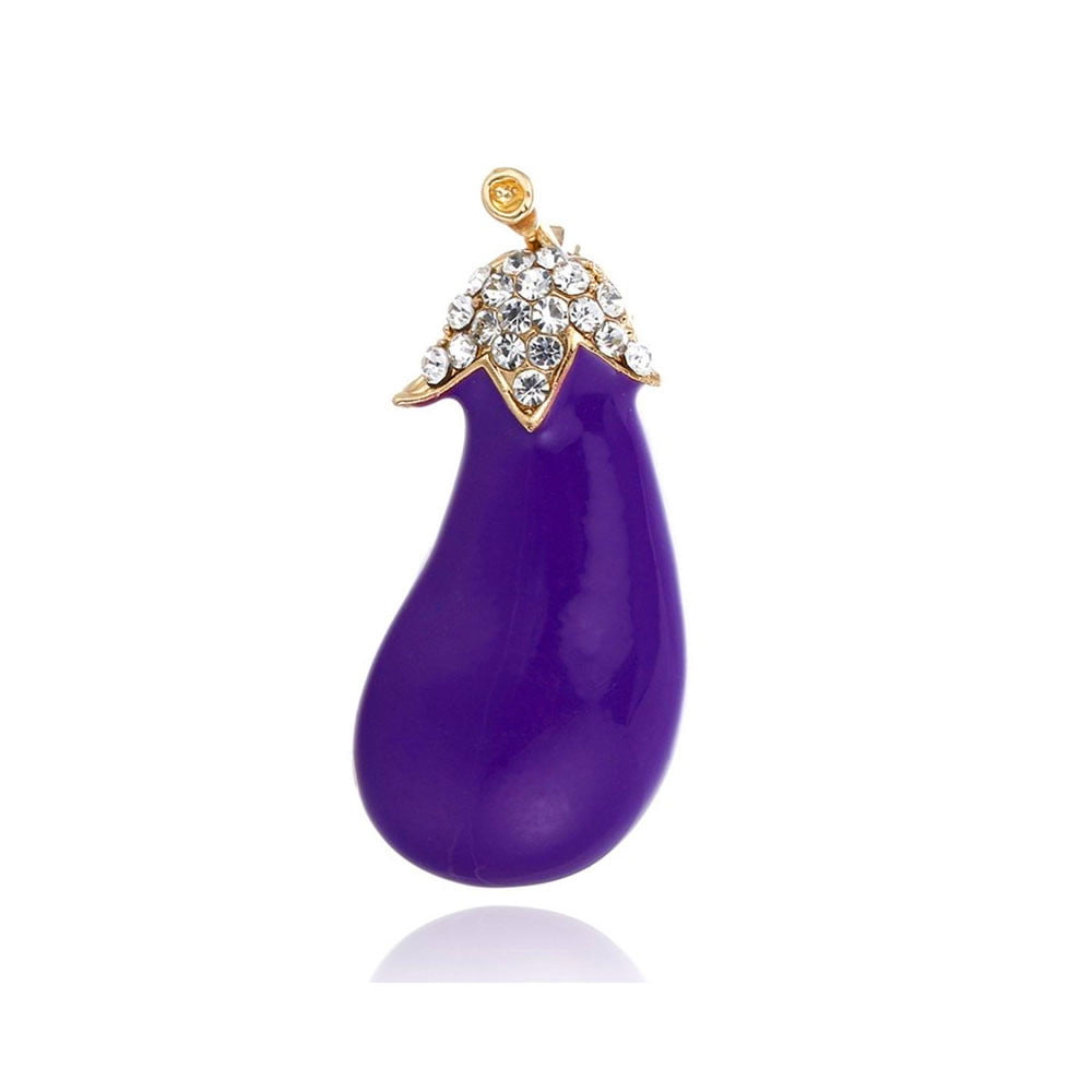 Bejeweled And Enameled Eggplant Pin 