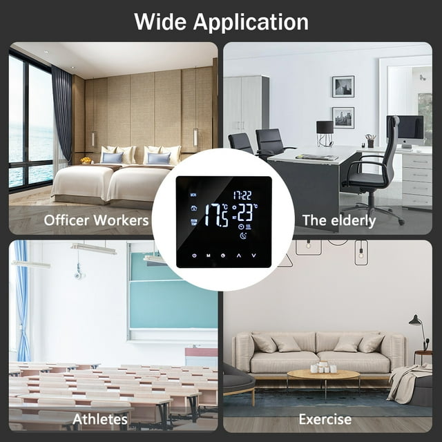 Temperature WiFi Smart Thermostat Temperature Controller for Electric Heating LCD Display Touch Screen Week Programmable App Control Underfloor Heating Thermostats for Home Office