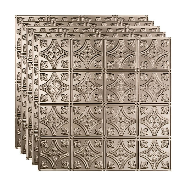 FASÄDE Traditional 1 Decorative Vinyl 2ft x 2ft Lay in Ceiling Panel in Brushed Nickel (5 Pack)
