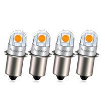 Ruiandsion P13.5S Non-Polar LED Bulb,4-Pack, 6V 200LM 1600K Yellow Light for Flashlight Bike Camping Outdoor Emergency Light