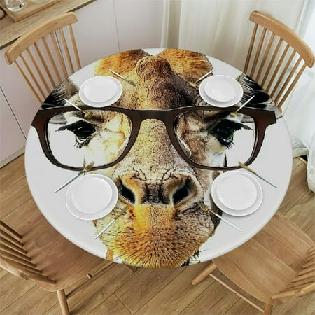 

BCIIG Giraffe Round Table Cover with Stain Resistant Polyester Fabric - Perfect for Indoor Outdoor Tables Kitchen Dining Wedding Parties - 100% Polyester Fiber - Various Sizes Available 31 -35