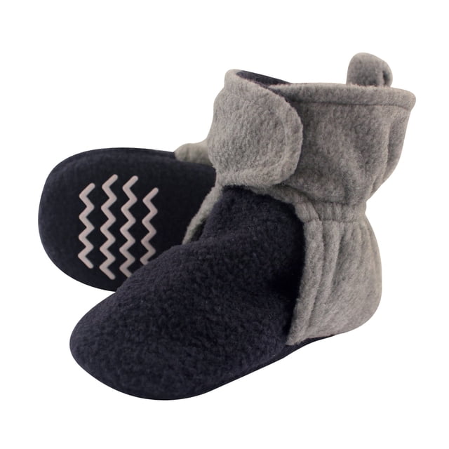 Hudson Baby - Calcetines unisex para bebé, diseño de forro polar, color azul marino, gris jaspeado, 12 a 18 meses