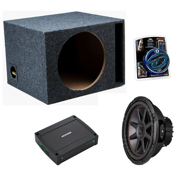 Kicker 43CVR122 12" 400W Sub, 48KXMA4002 2x200W Amp & 112VH Sub Box