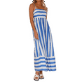 thumbnail image 2 of Robe Maxi à Rayures pour Femmes avec Dos Smocké, Bretelles Spaghetti, Découpée, Fluide, Longue, Bleue m, 2 of 10