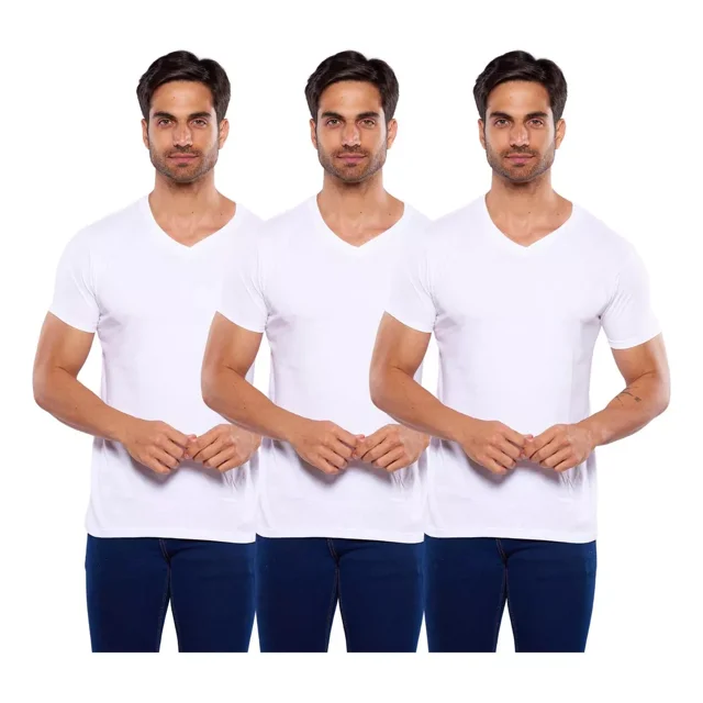 Paquete De 3 Playeras Alfani Blancas Cuello V Para Hombre