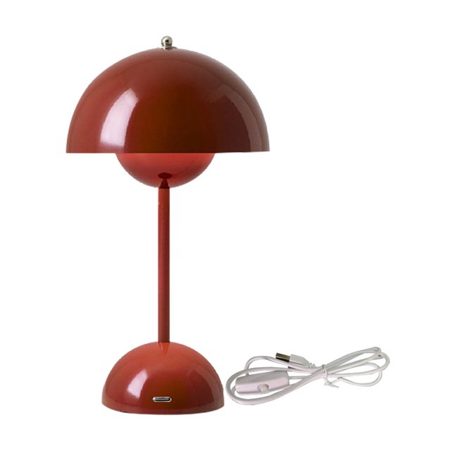 Lámpara de noche con forma de hongo, luces LED nocturnas, interruptor táctil para dormitorio (rojo vino)