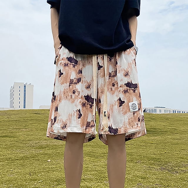 LSLJS Men's Holiday Style Printing Special Print Beach Quick Drying Casual Shorts. Mens Shorts
