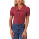 thumbnail image 1 of Blusa de mujer Inspire Chic con cuello Peter Pan, manga corta abullonada, estilo retro, talla XS, color burdeos, 1 of 5