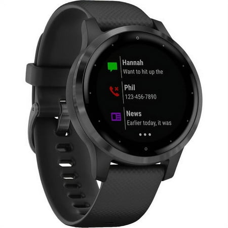 Garmin vívoactive® 4S Slate Stainless Steel Bezel with Black Case and Silicone Band