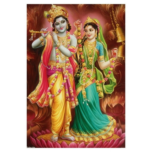 Bm Traders Radha Krishna Wall Poster Print Without Frame (20 X 28 Inches) OR (50.80 Cm X 71.12 Cm) Religious Gifting