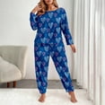 thumbnail image 2 of Ladies Pajamas Sets Valentine Plus Size 2 Piece Pjs Sets Crewneck Long Sleeve Sleepwear Stretch Long Pants Blue XXXXL, 2 of 4