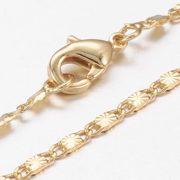 1 Collar de cadena de latón chapado en oro de 18 quilates auténtico, estilo minimalista, joyería de moda con cierre de pinza de langosta.