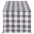 thumbnail image 1 of Design Imports Chemin de Table à Carreaux Gris Lourd avec Franges 14X108 Pouces, 1 of 4