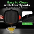 thumbnail image 5 of Nonstick Cast Iron Grill Pan - 11-Inch Kitchen Square Cast Iron Skillet Grilling Pan, Enameled Cast Iron Skillet Steak Pan w/ Side Drip Spout For Electric Stovetop, Induction, Gas - NutriChef NCCIES47, 5 of 7