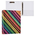 Rainbow Colored Diagonal Striped Pattern Round Ring Binder 3 Rings 1.5 ...