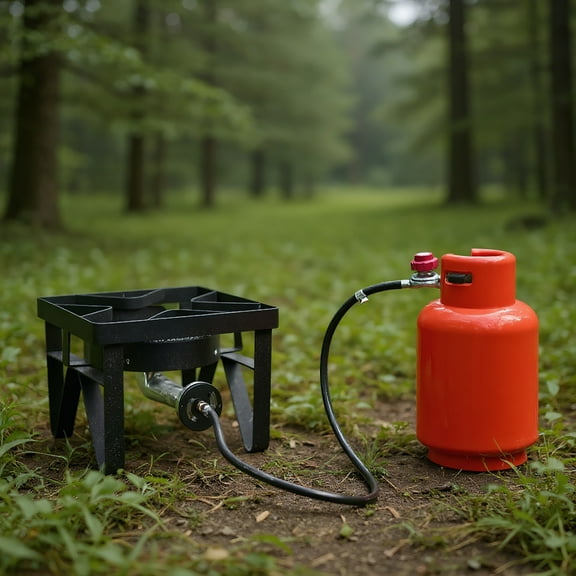 Resenkos Outdoor Square Furnace with 20W BTU, 26cm Head Diameter & 1.2m Leather Hose, Efficient Heating for Patios & Gardens， Black