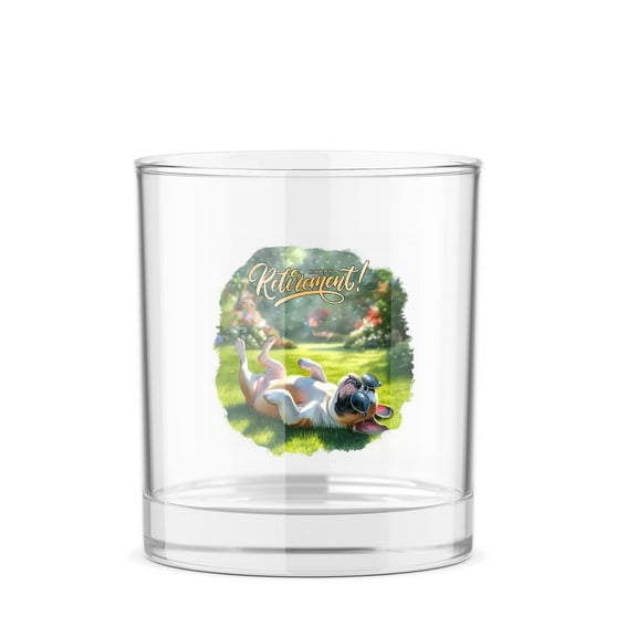 Happy Retirement with French Bulldog Enjoy Life Rest Time 11oz Whiskey Glass Mug Dog Lover Gifts Whiskey Cocktail Glasses Cup - 02027