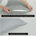 thumbnail image 6 of 100% Egyptian Cotton King Pillow Protectors Set of 4, 400 Thread Count Sateen Weave Cooling Pillowcase, Easy Care Zippered Style Pillow Covers (Gray, King), 6 of 8