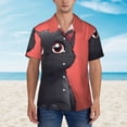 thumbnail image 2 of Balery Cute Black Kitten Cartoon Camisas hawaianas de manga corta para hombre, camisas playeras de corte holgado, camisas de vacaciones con botones,X-Large, 2 of 7