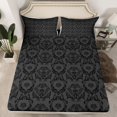 thumbnail image 2 of jejeloiu Retro Damask Print Twin Sheet Sets,Black Bohemian Flowers Bedding For Adults 3 Pieces, 2 of 7