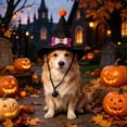 thumbnail image 4 of Pet Halloween Witch Hat, Mini Pointed Dog and Cat Costume with Bow, Spooky Fuzzy Ball Headwear with Chin Strap for Holiday Photos, 4 of 6
