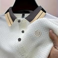 thumbnail image 6 of LTTVQM Mens Outdoor Activity Contrast Cuff Embroidered Waffle Polo Shirt Lightweight Cooling Short Sleeve Collared Top Summer Breathable Soft Golf Casual Wear White 2XL, 6 of 6