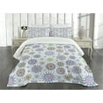 thumbnail image 3 of Ambesonne Winter Quilted Bedspread Set 3 Pcs, Pastel Floral Blizzard, Queen Size, Multicolor, 3 of 5