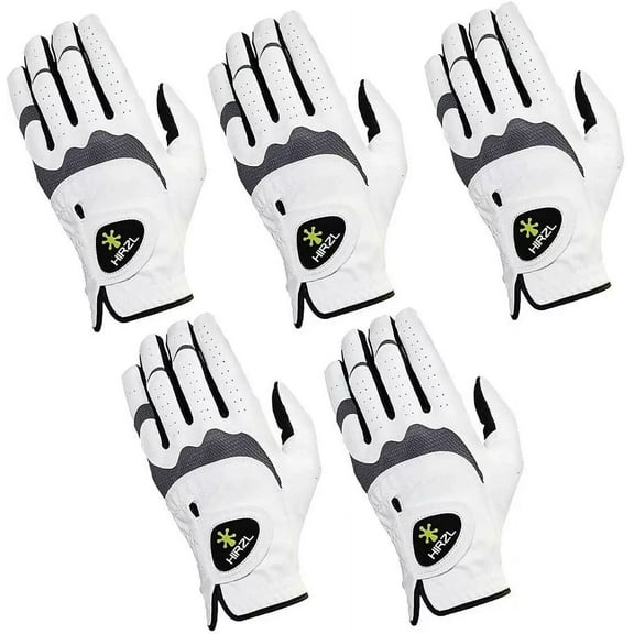 HIRZL Men's Golf Gloves - Trust Hybrid, Leather, Grippp Technology,Left Hand Pack of 5