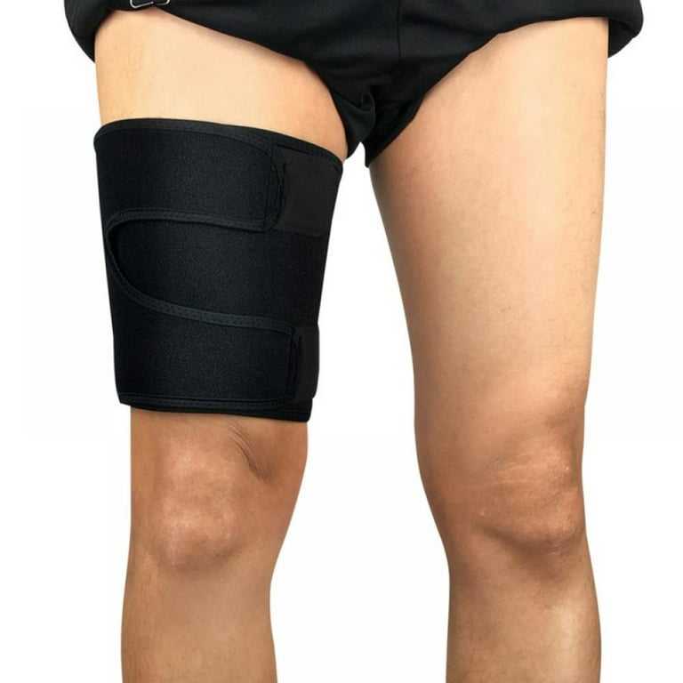 Balems Neoprene Thigh Brace Support Hamstring Compression Sleeve Adjustable  Upper Leg Wraps for Women and Men (1PCS, Black)