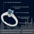 thumbnail image 2 of Gem Stone King 925 Sterling Silver Persian Blue Moissanite and White Created Sapphire Engagement Ring for Women (1.27 Cttw, Cushion 6MM, Gemstone Birthstone, Available in Size 5, 6, 7, 8, 9), 2 of 6