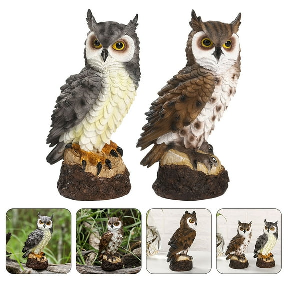 YSNOOWE Garden Owl 17x6.3in Resin 2Pcs Waterproof Durable Animal Sculpture Decor