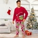 thumbnail image 2 of Moonsky| Red Flannel Christmas Pajamas For Family Parent-child Warm Christmas Set Giant Monster Printed Home Wear Pajamas Two-piece Mom Set Stripes Pants Matching Christmas Pjs For Winter#Men M, 2 of 5