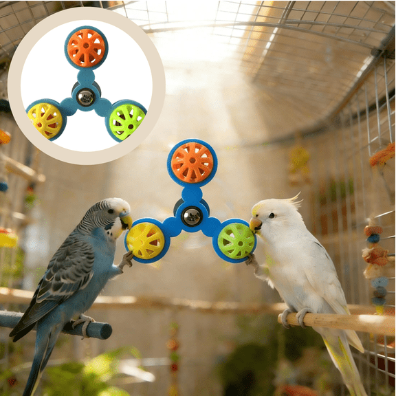 Rotating Windmill Interactive Parrot Toy for Cage Movement and Mental Stimulation Boredom Buster for Birds in Indoor Play,One side,blue